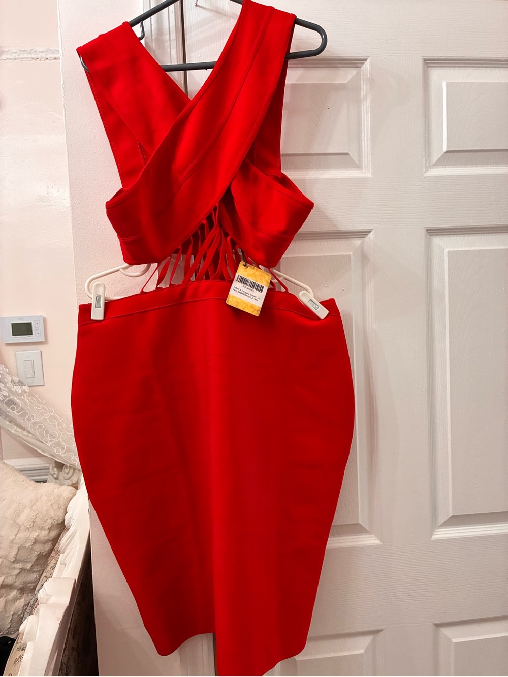 Red Crisscross Back Mini Dress